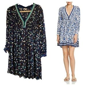 Poupette St Barth / Ola mini Dress Blue fringe geometric pattern small s